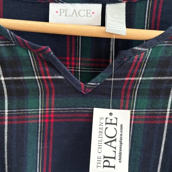 The Children's Place Girls Plaid Peasant Dress - Tidal - Size XXL (16) - NWT - Picture 6 of 7